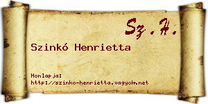 Szinkó Henrietta névjegykártya