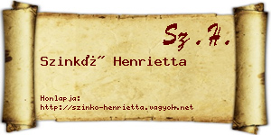 Szinkó Henrietta névjegykártya